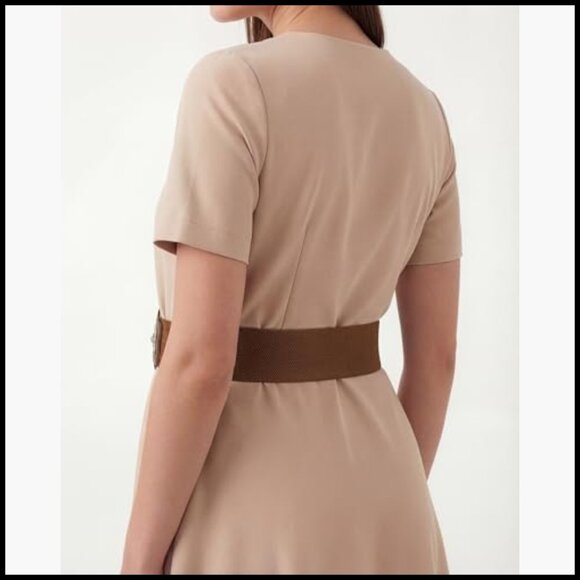 Wide Elastic Stretch Vintage Buckle Belt with Faux Leather Finish main image 6